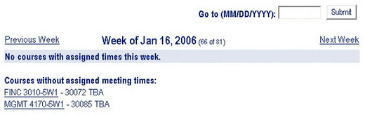 WebSTAR Student Schedule by Day & Time (Current Week View)